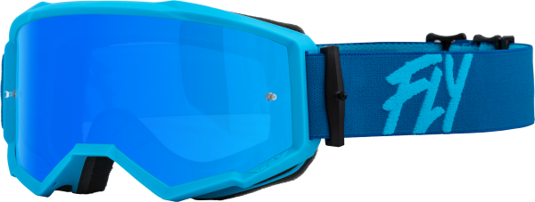 FLY RACING - ZONE GOGGLE BLUE W/ SKY BLUE MIRROR/SMOKE LENS - Image 1