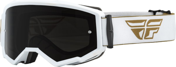 FLY RACING - ZONE GOGGLE GOLD/WHITE W/ DARK SMOKE/SMOKE LENS - Image 1