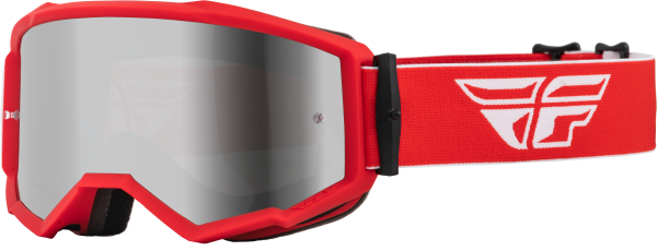 FLY RACING - ZONE GOGGLE RED/WHITE W/ SILVER MIRROR/SMOKE LENS - Image 1