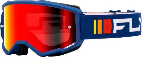 FLY RACING - ZONE GOGGLE NAVY/WHITE W/ RED MIRROR/SMOKE LENS - Image 1