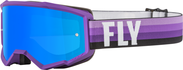 FLY RACING - YOUTH ZONE GOGGLE PURPLE/BLACK W/ SKY BLUE MIRROR/SMOKE LENS - Image 1