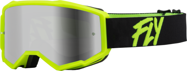 FLY RACING - YOUTH ZONE GOGGLE BLACK/HI-VIS W/ SILVER MIRROR/SMOKE LENS - Image 1