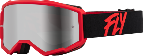 FLY RACING - YOUTH ZONE GOGGLE BLACK/RED W/ SILVER MIRROR/SMOKE LENS - Image 1