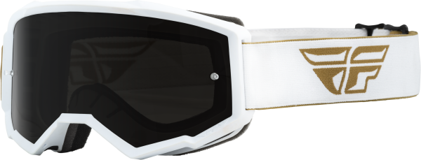 FLY RACING - YOUTH ZONE GOGGLE GOLD/WHITE W/ DARK SMOKE/SMOKE LENS - Image 1