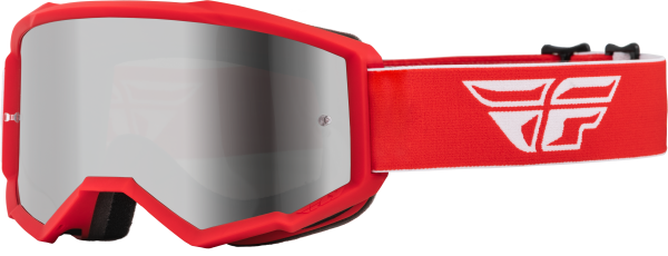 FLY RACING - YOUTH ZONE GOGGLE RED/WHITE W/ SILVER MIRROR/SMOKE LENS - Image 1