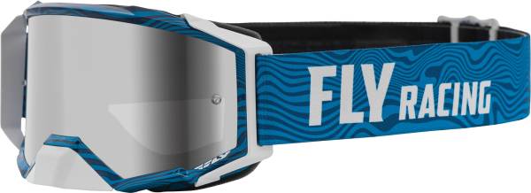 FLY RACING - ZONE PRO GOGGLE BLUE/WHITE W/SILVER MIR/SMOKE LENS W/POST - Image 1