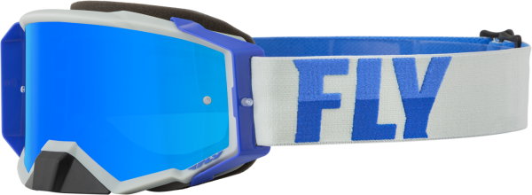 FLY RACING - ZONE PRO GOGGLE GREY/BLUE W/ SKY BLUE MIRROR/SMOKE LENS - Image 1