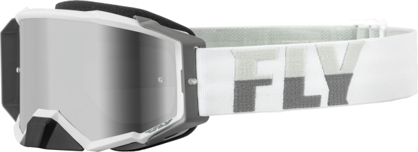 FLY RACING - ZONE PRO GOGGLE WHITE/GREY W/ SILVER MIRROR/SMOKE LENS - Image 1