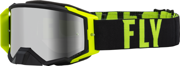 FLY RACING - ZONE PRO GOGGLE BLACK/HI-VIS W/ SILVER MIRROR/SMOKE LENS - Image 1