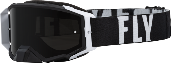 FLY RACING - ZONE PRO GOGGLE BLACK/WHITE W/ DARK SMOKE/SMOKE LENS - Image 1