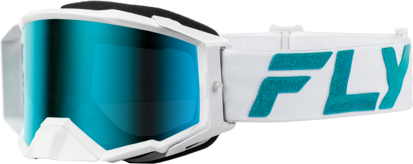 FLY RACING - ZONE ELITE GOGGLE WHITE/TEAL W/ BLUE/TEAL MIR/SKY BLUE LENS - Image 1