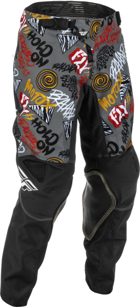 FLY RACING - YOUTH KINETIC REBEL PANTS BLACK/GREY SZ 18 - Image 1