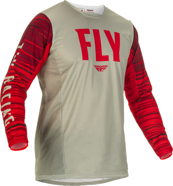 FLY RACING - KINETIC WAVE JERSEY LIGHT GREY/RED 2X - Image 1