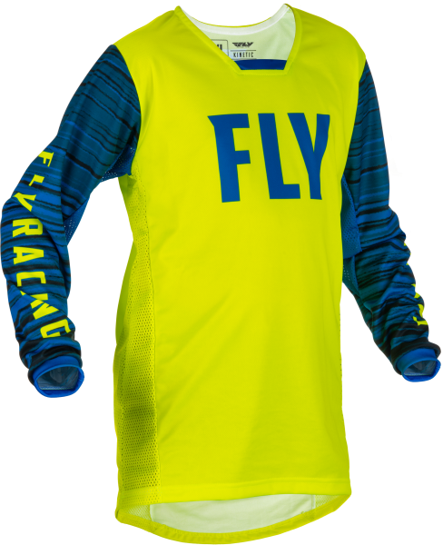 FLY RACING - YOUTH KINETIC WAVE JERSEY HI-VIS/BLUE YL - Image 1