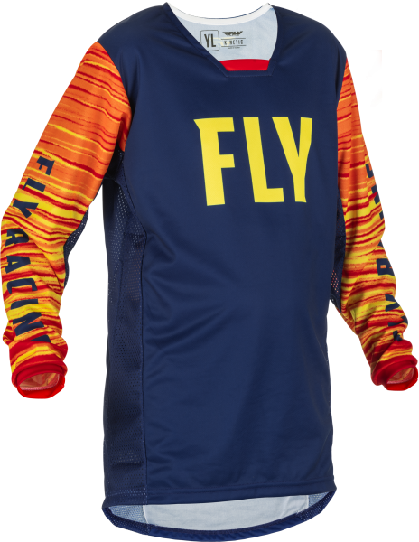 FLY RACING - YOUTH KINETIC WAVE JERSEY NAVY/YELLOW/RED YL - Image 1