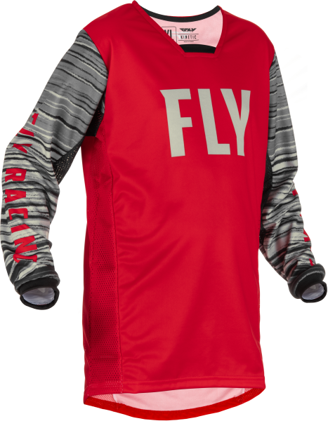 FLY RACING - YOUTH KINETIC WAVE JERSEY RED/GREY YS - Image 1