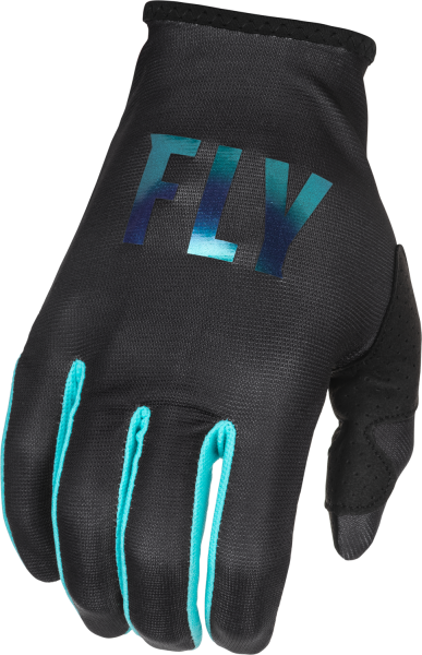 FLY RACING - GIRL'S LITE GLOVES BLACK/AQUA YL - Image 1