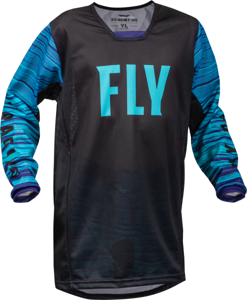 FLY RACING - YOUTH KINETIC MESH JERSEY BLACK/BLUE/PURPLE YL - Image 1