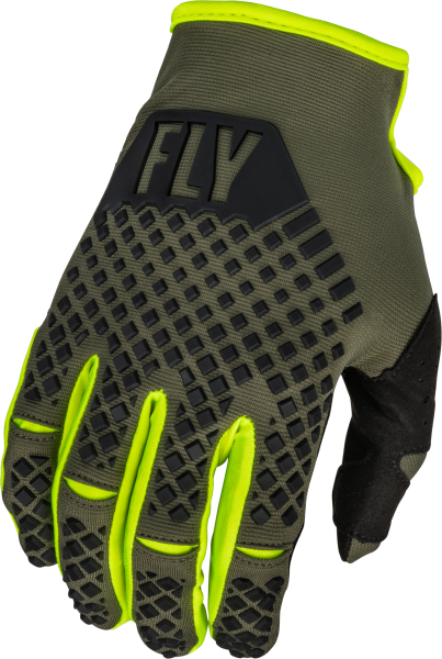 FLY RACING - YOUTH KINETIC GLOVES OLIVE GREEN/HI-VIS YL - Image 1