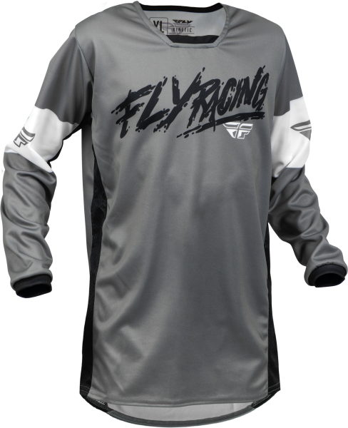 FLY RACING - YOUTH KINETIC KHAOS JERSEY GREY/BLACK/WHITE YL - Image 1