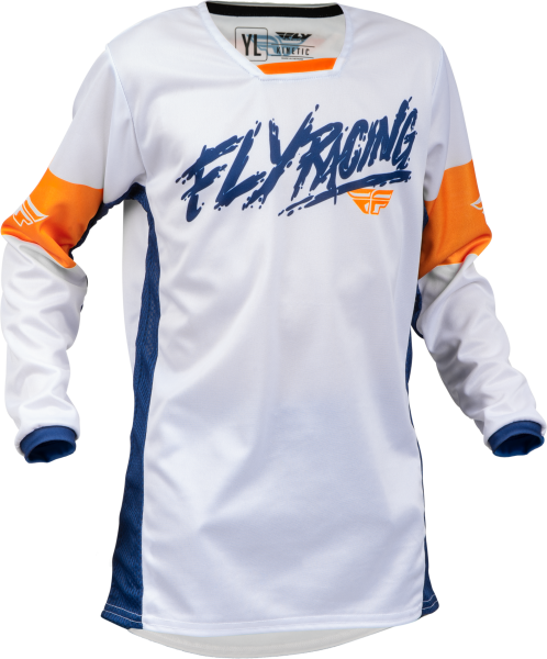 FLY RACING - YOUTH KINETIC KHAOS JERSEY WHITE/NAVY/ORANGE YL - Image 1