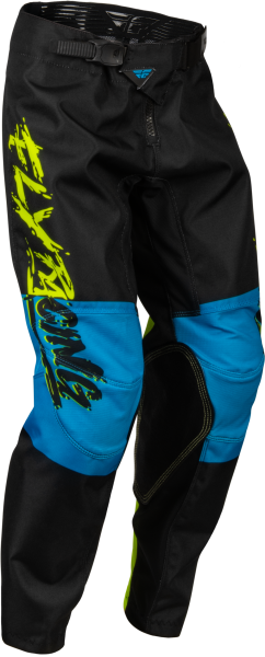 FLY RACING - YOUTH KINETIC KHAOS PANTS HI-VIS/BLACK/CYAN SZ 18 - Image 1