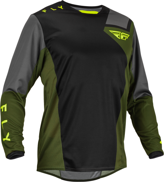 FLY RACING - KINETIC JET JERSEY BLACK/OLIVE GREEN/HI-VIS 2X - Image 1