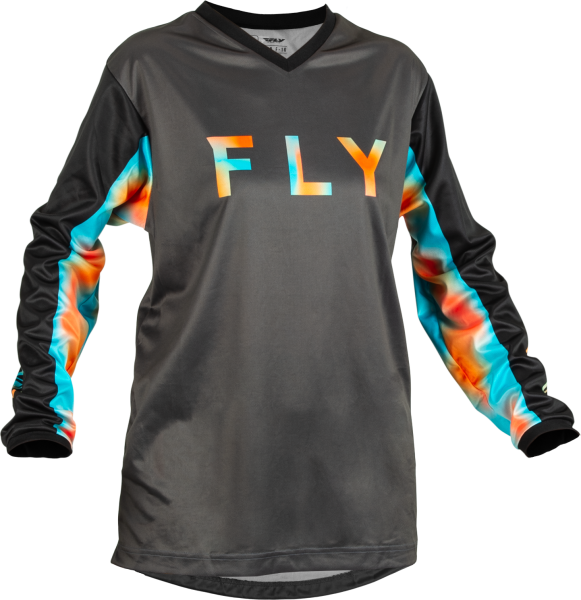 FLY RACING - WOMEN'S F-16 JERSEY GREY/PINK/BLUE LG - Image 1