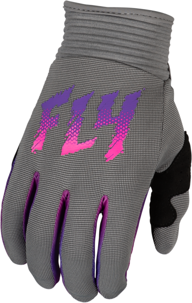 FLY RACING - YOUTH F-16 GLOVES GREY/PINK/PURPLE YL - Image 1