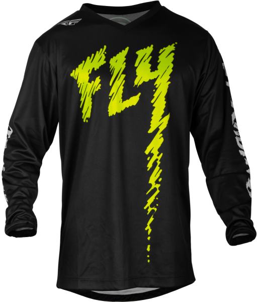 FLY RACING - YOUTH F-16 JERSEY BLACK/NEON GREEN/LIGHT GREY YL - Image 1