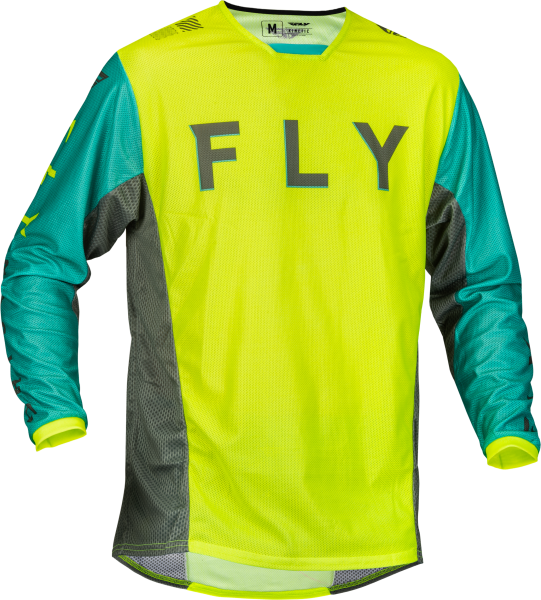 FLY RACING - KINETIC MESH KORE JERSEY HI-VIS/TEAL/GREY 2X - Image 1