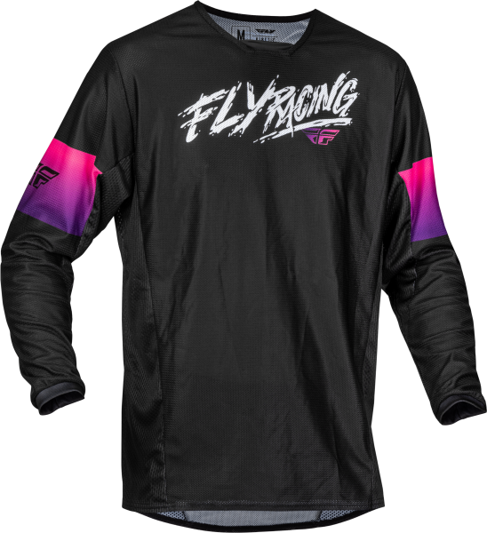 FLY RACING - YTH KINETIC MESH KHAOS JERSEY BLACK/PURPLE/PINK YL - Image 1