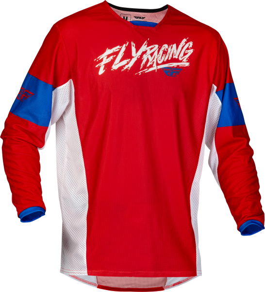 FLY RACING - YTH KINETIC MESH KHAOS JERSEY RED/WHITE/BLUE YL - Image 1