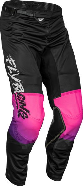 FLY RACING - YOUTH KINETIC MESH KHAOS PANTS BLACK/PURPLE/PINK SZ 22 - Image 1