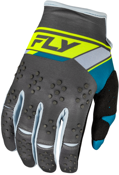 FLY RACING - YOUTH KINETIC PRIX GLOVES CHARCOAL/HI-VIS YL - Image 1