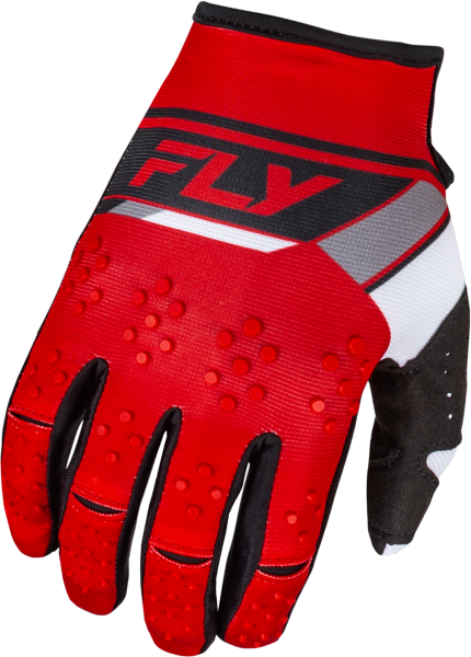 FLY RACING - YOUTH KINETIC PRIX GLOVES RED/GREY/WHITE YM - Image 1