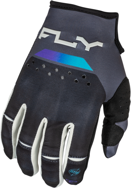 FLY RACING - YOUTH KINETIC RELOAD GLOVES CHARCOAL/BLACK/BLUE IRIDIUM YL - Image 1