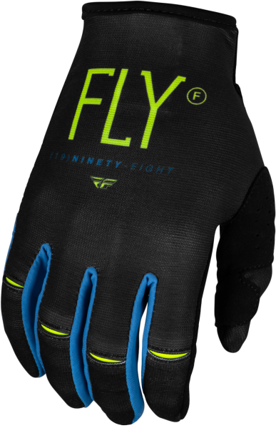 FLY RACING - YOUTH KINETIC PRODIGY GLOVES CHAR/NEON GREEN/TRUE BLUE YL - Image 1