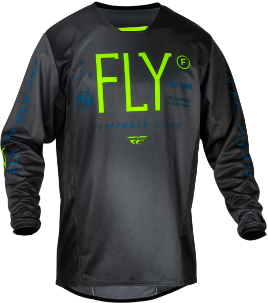 FLY RACING - YOUTH KINETIC PRODIGY JERSEY CHARCOAL/NEON GRN/TRUE BLU YL - Image 1