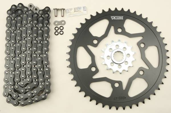 VORTEX - SPROCKET/CHAIN KIT STL/STL 15/47T SIL SX3 520-114L BLK - Image 1