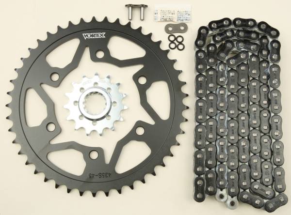 VORTEX - SPROCKET/CHAIN KIT STL/STL 15/45T SIL RX3 520-114L BLK - Image 1