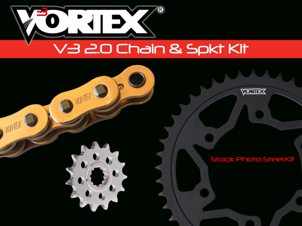 VORTEX - SPROCKET/CHAIN KIT STL/STL 15/45T SIL SX3 520-108L GLD - Image 1