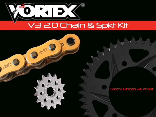 VORTEX - SPROCKET/CHAIN KIT STL/ALU 16/43T BLK SX3 520-108L GLD - Image 1