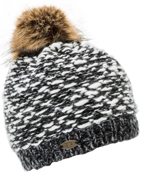 DSG - FAUX FUR POM BEANIE BLACK/WHITE - Image 1