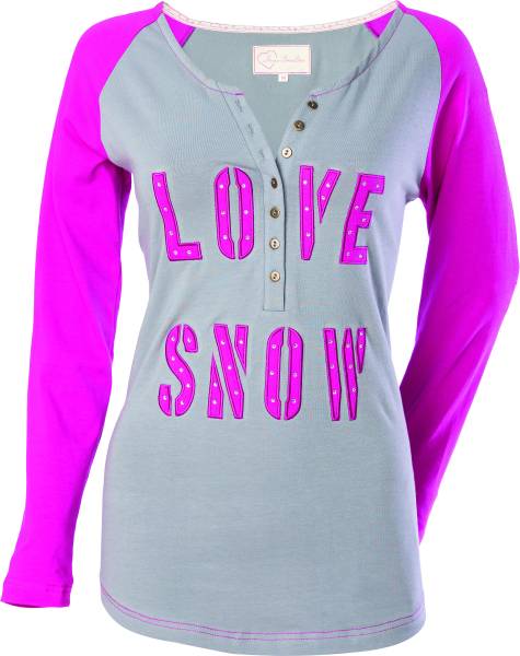 DSG - LOVE SNOW L/S HENLEY GREY/FUCHSIA 2X - Image 1