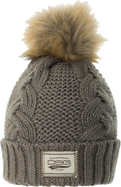 DSG - CHUNKY KNIT POM BEANIE GREY - Image 1