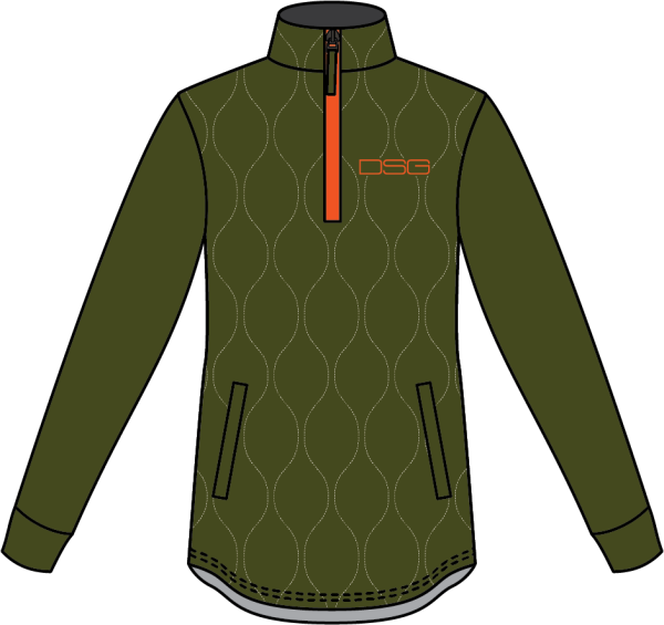 DSG - CASSANDRA TECHNICAL SWEATER DARK OLIVE/NEON ORANGE 2X - Image 1