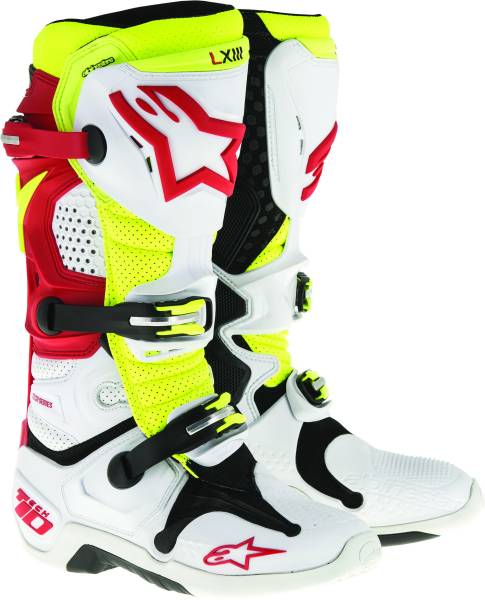 ALPINESTARS - TECH 10 BOOTS WHITE/RED/YELLOW SZ 07 - Image 1