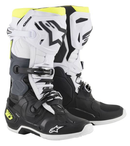 ALPINESTARS - TECH 10 BOOTS BLACK/WHITE/YELLOW SIZE 07 - Image 1