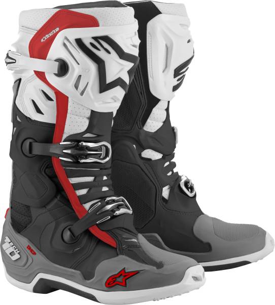 ALPINESTARS - TECH 10 SUPERVENTED BOOTS BLACK/WHITE/MID GREY/RED SZ 07 - Image 1